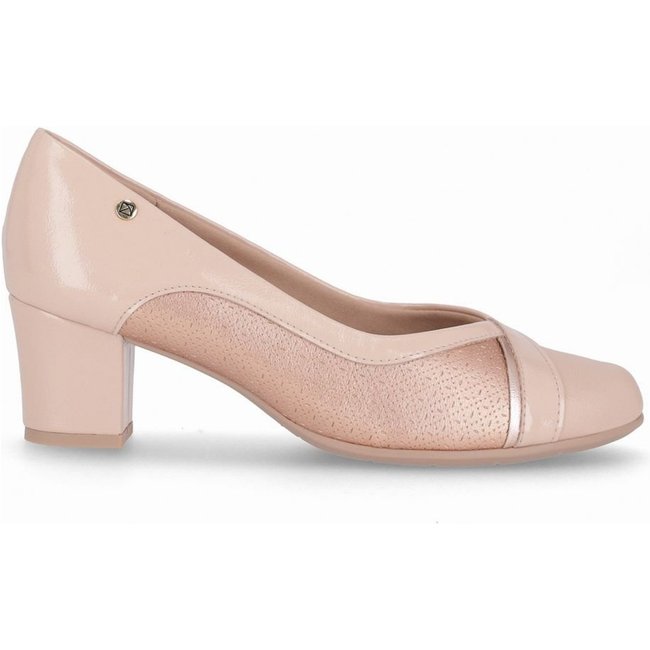 Scarpin Laura Salto Médio Rose com Ouro Rosado