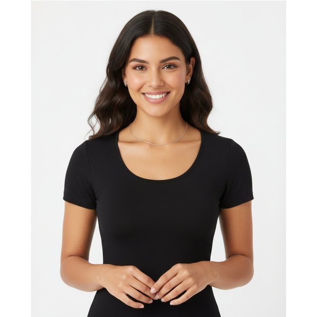 Camiseta Feminina Anágua Segunda Pele Manga Curta Preto