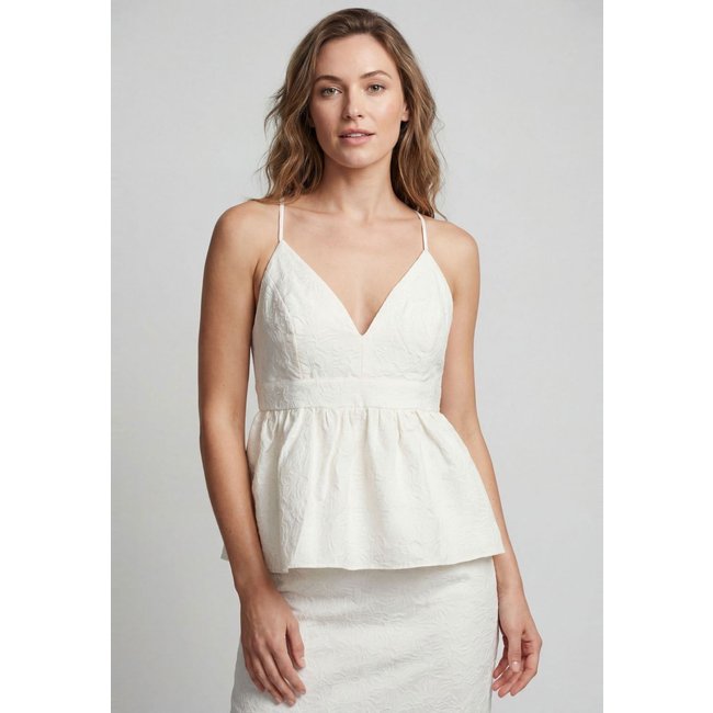 Blusa Feminina Colcci Bordada Peplum Off-White