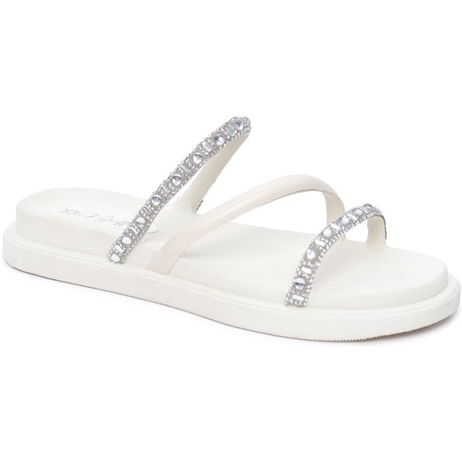 Sandália Papete Flor de Griffe Cristal Off White