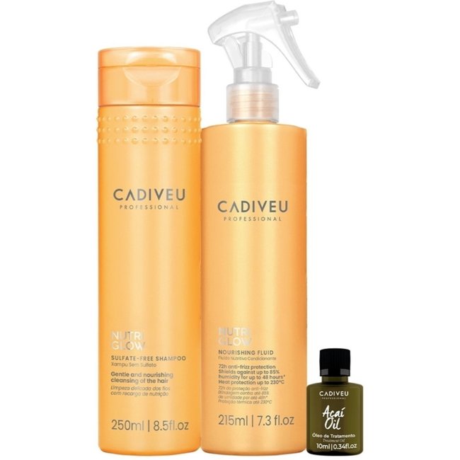Kit Cadiveu Professional Nutri Glow Shampoo Fluído e Açaí Oil (3 produtos)
