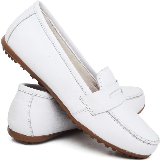 Sapato Mocassim Calçado Feminino Confort 512 Branco