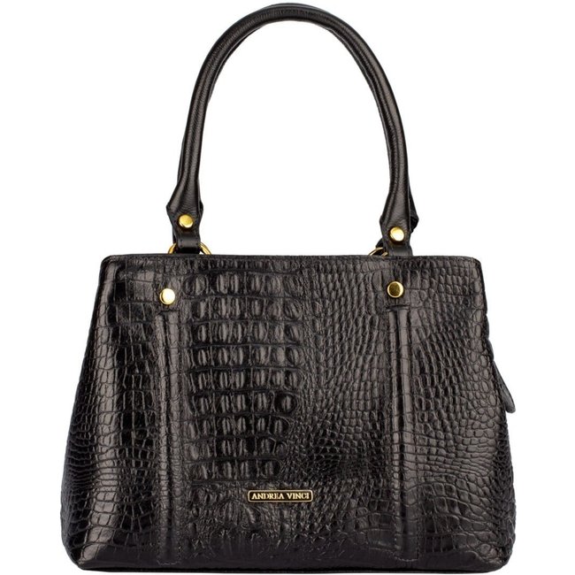 Bolsa de couro croco pequena Melina - Preto