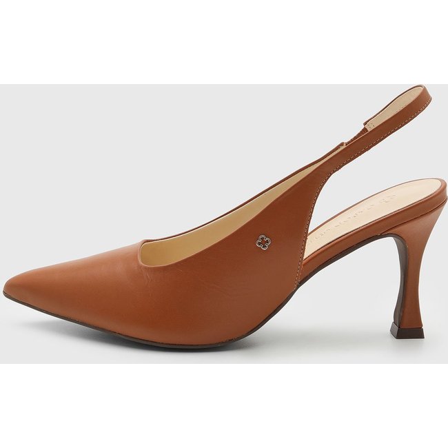 Scarpin Feminino Capodarte Slingback Ponta Fina Salto 10 cm Caramelo