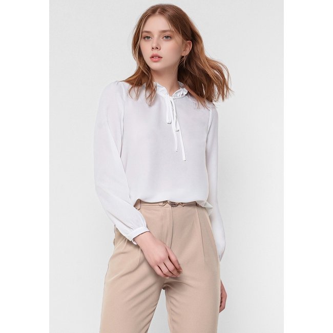 Blusa Intens Manga Longa Crepe Branco