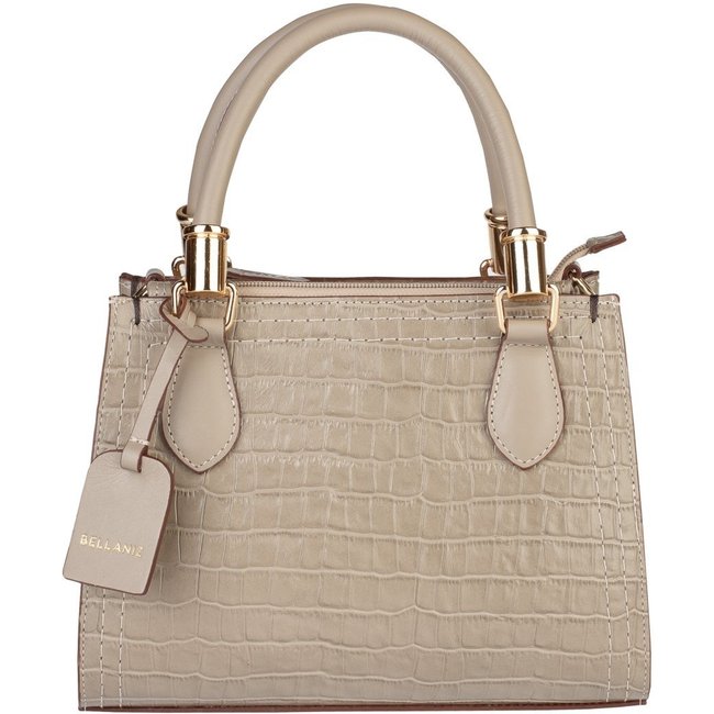 Bolsa Bellaniz Baú De Couro Croco Andressa - Amêndoa