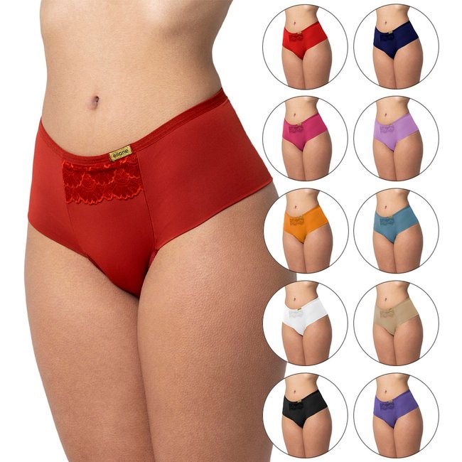 Kit 6 Calcinhas Gabi Lingerie Microfibra Cintura Alta Moda Feminina Elegante Calça Reforçada Renda Multicolorido
