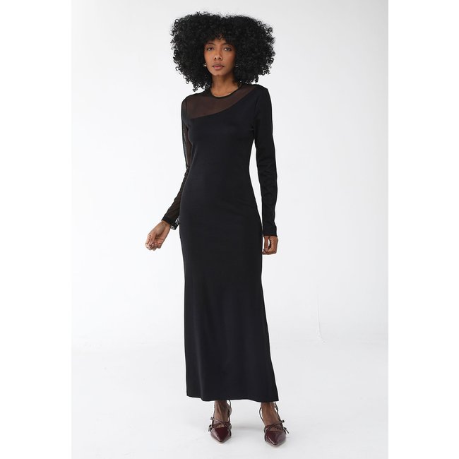 Vestido Forum Longo Recorte Tule Preto