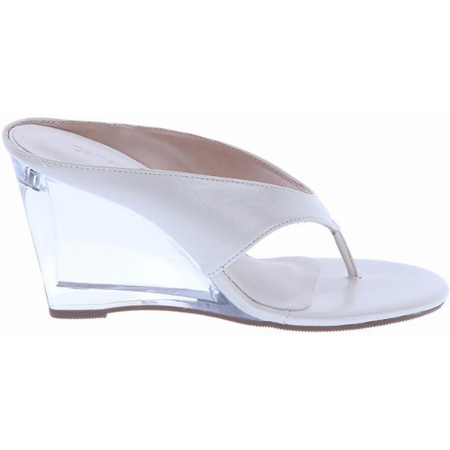 Antonela - Sandália Vinil Transparente Salto Anabela Off-white