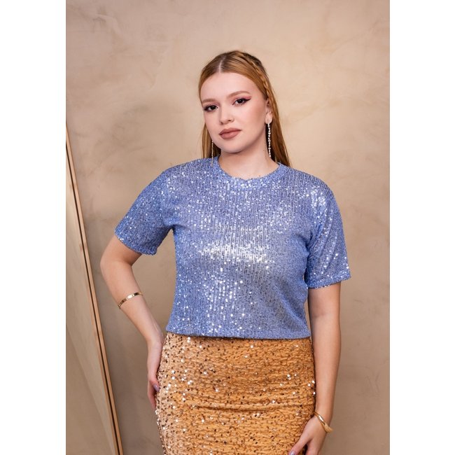 Cropped Paetê Cia do Vestido Azul
