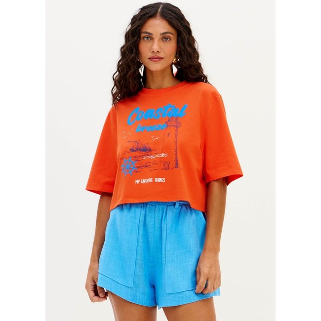 T-Shirt Oversized Cropped Com Estampa My Favorite Things