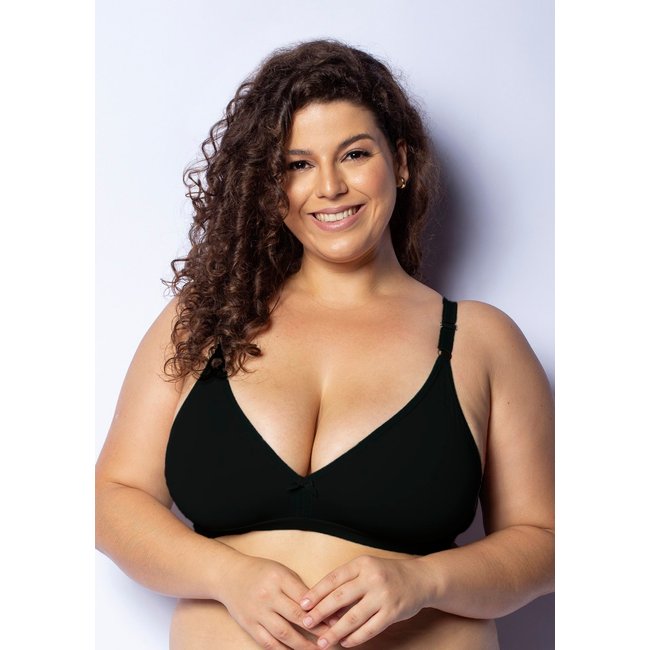 Sutiã Plus Size Gabi Lingerie Liso Reforçado Microfibra Básico Preto