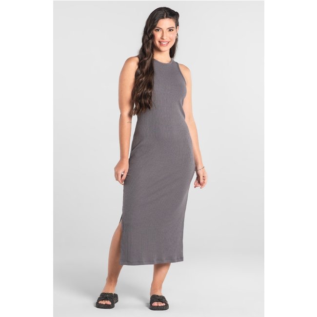 Vestido Adulto em Ribana Canelada Just Basic Cinza