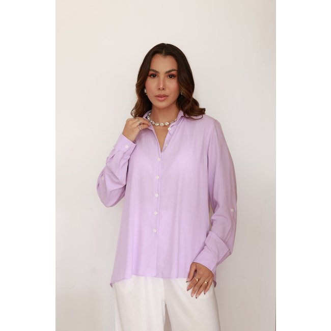 Camisa Feminina Ícone Fashion Oversized Gola Tradicional Lupine