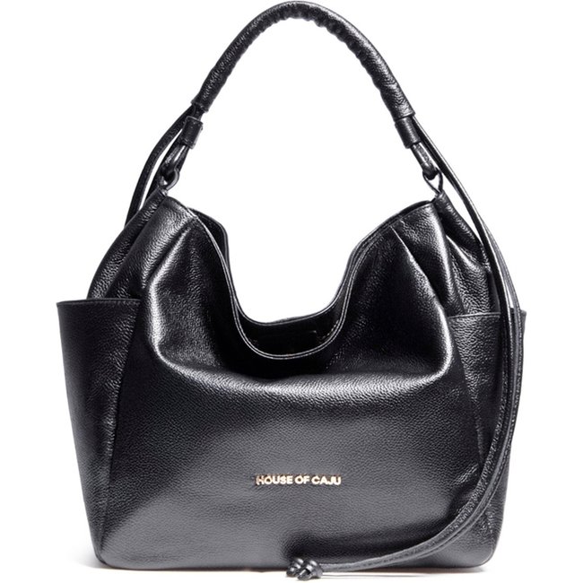 Bolsa Feminina Em Couro Tiracolo Preta "Amanda De Sousa"""