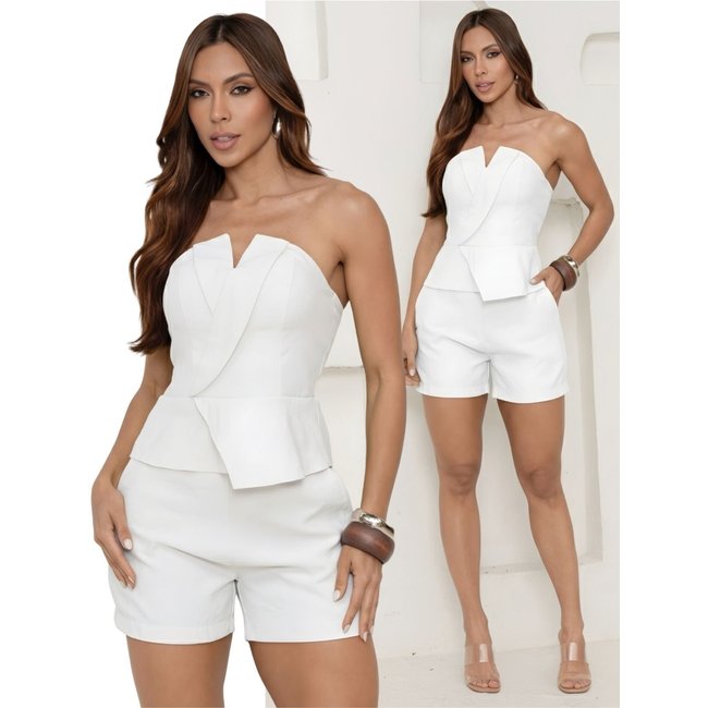 Conjunto Feminino Curta Divina Gata Alfaiataria - Branco