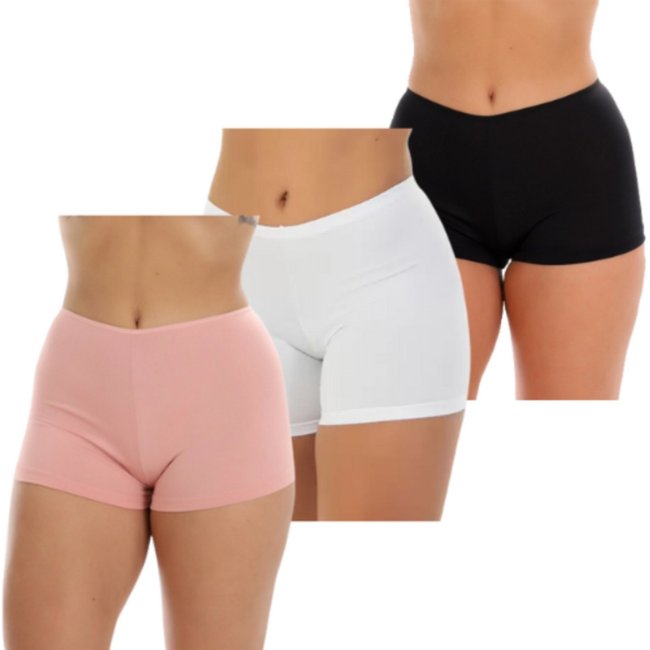 Kit 3 Short Segunda Pele Reflexo Íntimo Anágua Anti Atrito Para Usar Por Baixo Multicolorido