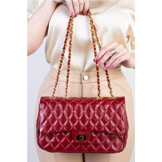 Bolsa Andrea Vinci De Couro Matelassê Quilted Penélope - Vermelho