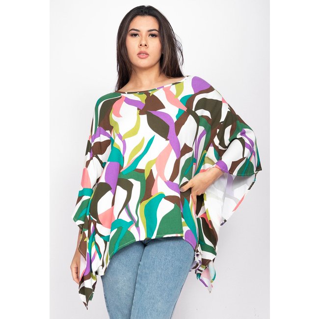 Blusa Poncho Baguari Amplo Amazonia Vital Estampa Encanto Botânico