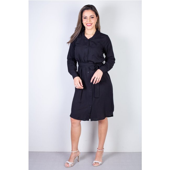 Vestido Enluaze Chemise Manga Longa 51313 - Preto