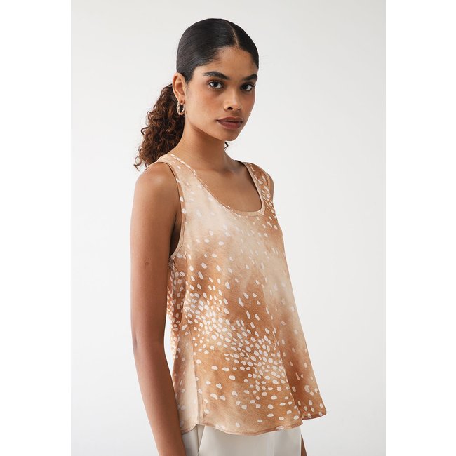 Blusa Lança Perfume Evasê Estampada Bege