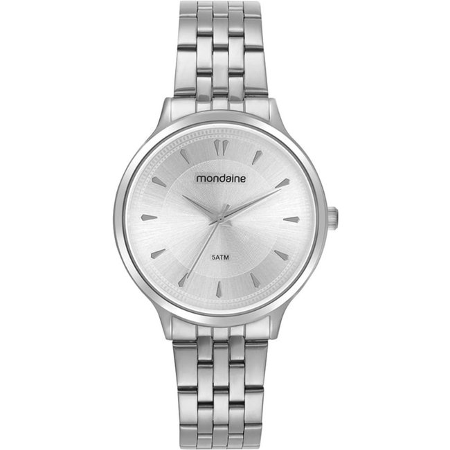 Relógio Feminino Visor Texturizado Prata Mondaine