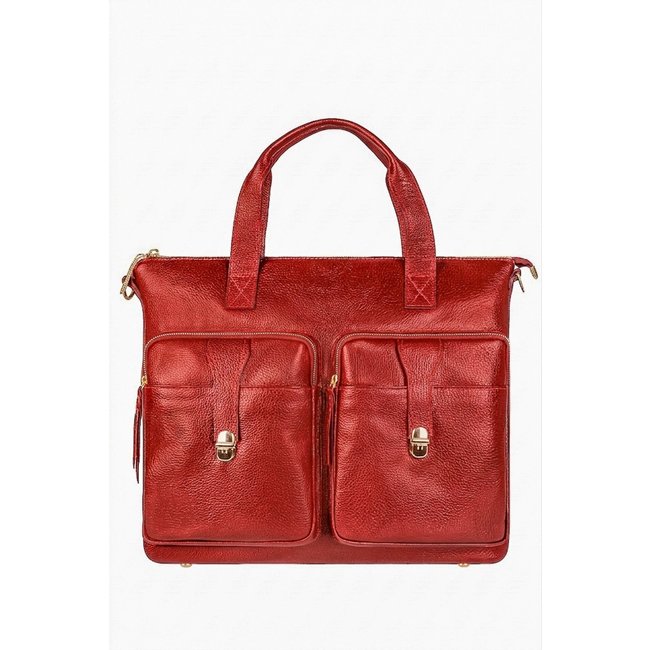 Bolsa Andrea Vinci Para Notebook De Couro Liso Jaque - Vermelho