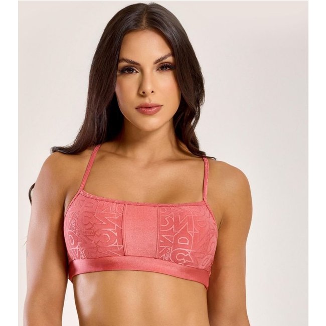 Top j Winner Dnnc Alças Reguláveis Coral Madras Texturizado Com Bojo Donna Carioca