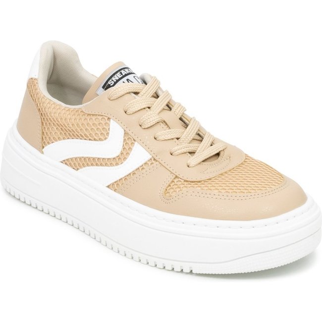 Tênis Feminino Flatform Air Mesh Sapato Show 841216256t Sapato Show Bege