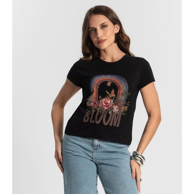 Blusa Baby Look Feminina Estampada Select Preto
