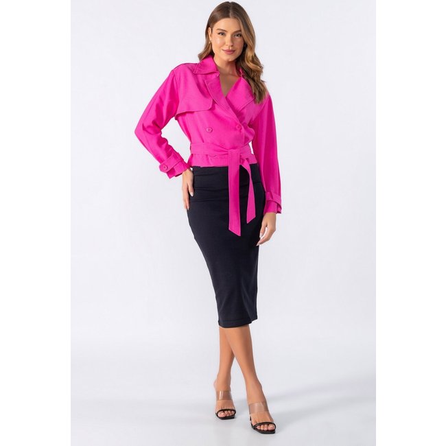 Casaco Lamis curto com botoes Rosa