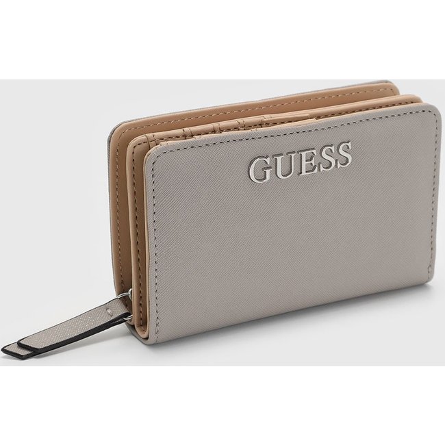 Carteira Feminina Guess Logo Metálico Taupe