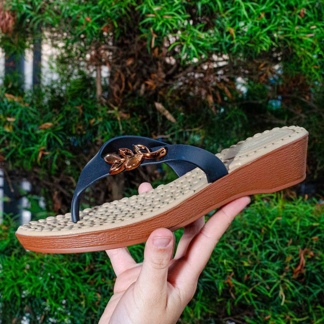 Sandália Feminina Flatform Plataforma Anatômica Leve Macio Confortável Chinelo De Dedo Antiderrapante Ortopédico Casual Dia A Dia Preto