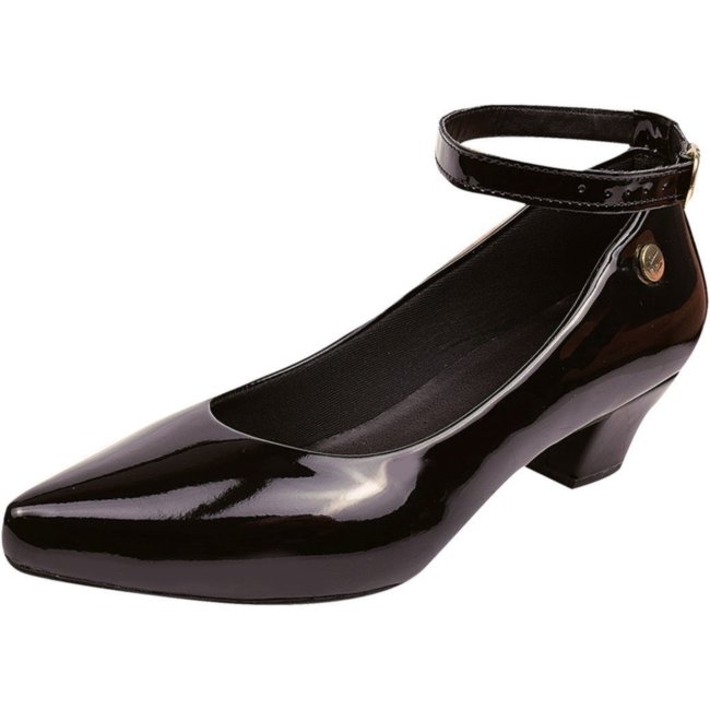 Scarpin Donna Santa Bico Fino Salto Baixo Preto