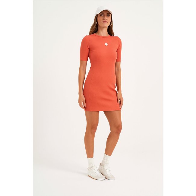 Vestido Colcci Slim Fit canelado Laranja