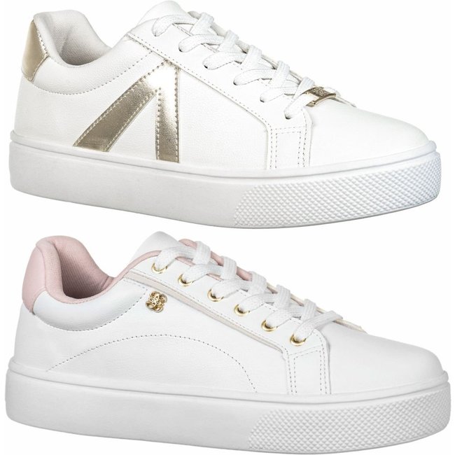 Kit 2 Pares Tenis Gigil Casual Branco Rose/Dourado