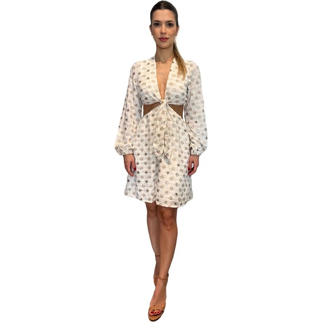 Vestido Miesse Glam Festa Bege Dourado