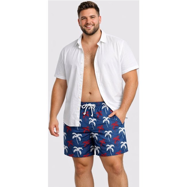Bermuda Plus Size D Bell Outlet Fashion Estampa Palmeiras Azul