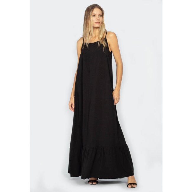 Vestido Longo Jataí Trapézio Amazonia Vital Viscose Preto o