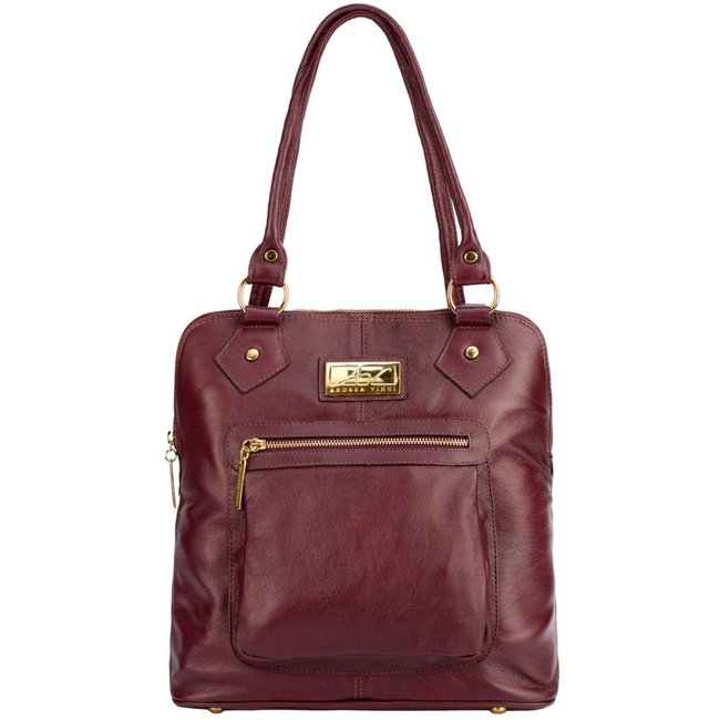 Bolsa mochila de couro liso Lívia - Marsala