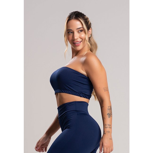 Top Faixa MVB Modas Suplex Liso Azul Marinho