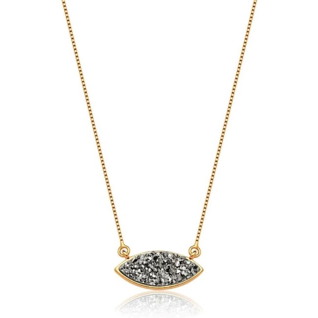 Infantil - Colar Navete Pedra Drusa Banhado a Ouro 18k Ania Store