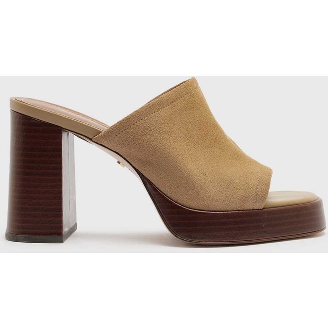 Sandália Salto Bloco Arezzo Meia Pata Burnt Toffee