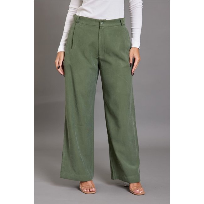 Calça Malha Feminina Pantalona Em Viscose Lemier Collection Verde