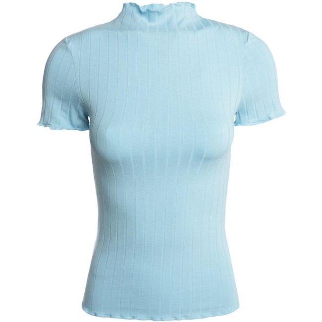 Blusa Canelada Manga Curta Autentique Feminina AZUL CLARO