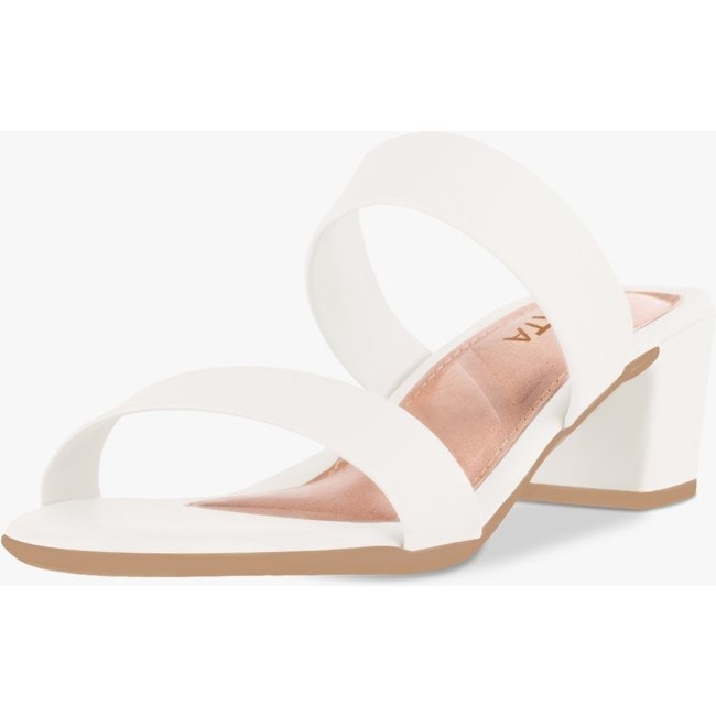 Tamanco Feminino Salto Bloco Baixo Sandalia Mule Off-White