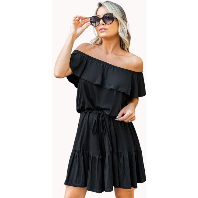 Vestido Ciganinha Babado Moda Feminina Juquitiba Brasil Preto