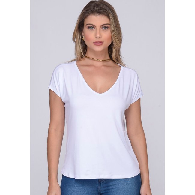 Blusa M/C Decote V B’Bonnie Ioná Branco