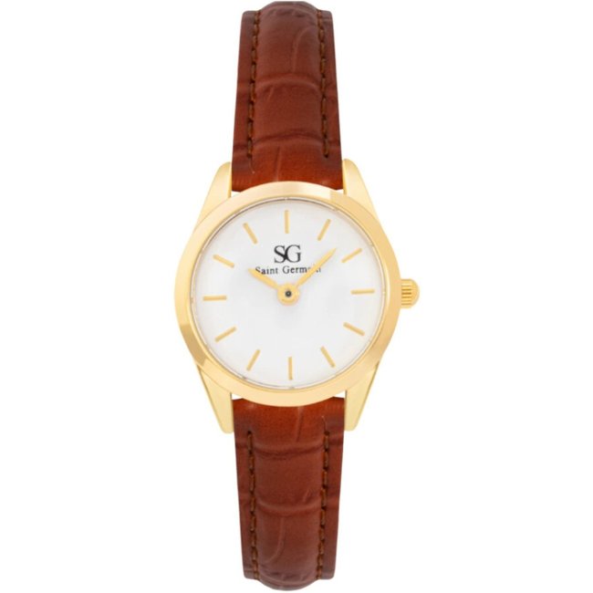 Relógio Feminino Saint Germain Mini Belle Bronx Pulseira Marrom Fundo Branco
