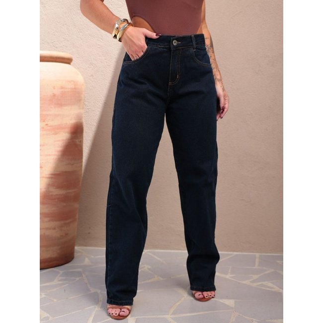 Calça Feminina Jeans Loka Balão Bag Boca Larga Streetwear